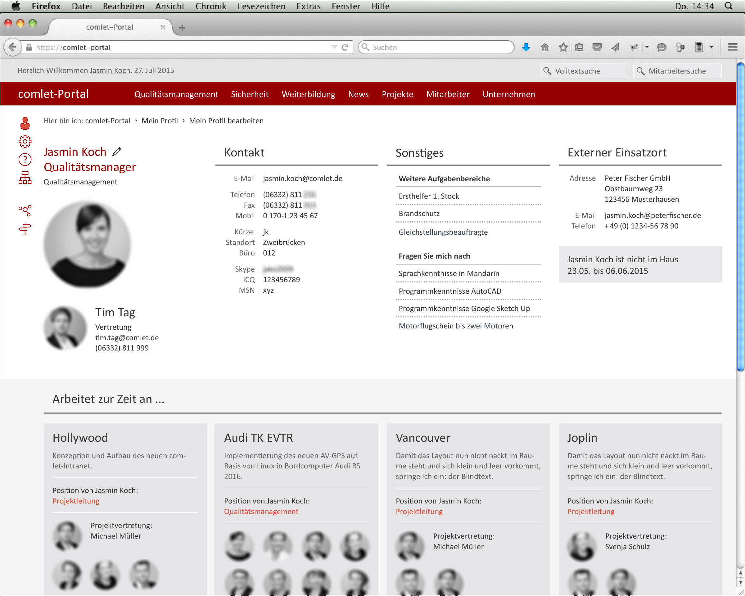 Screendesign der Webseite Profileinstellungen © Christian Weber – Büro für Gestaltung und Kommunikation