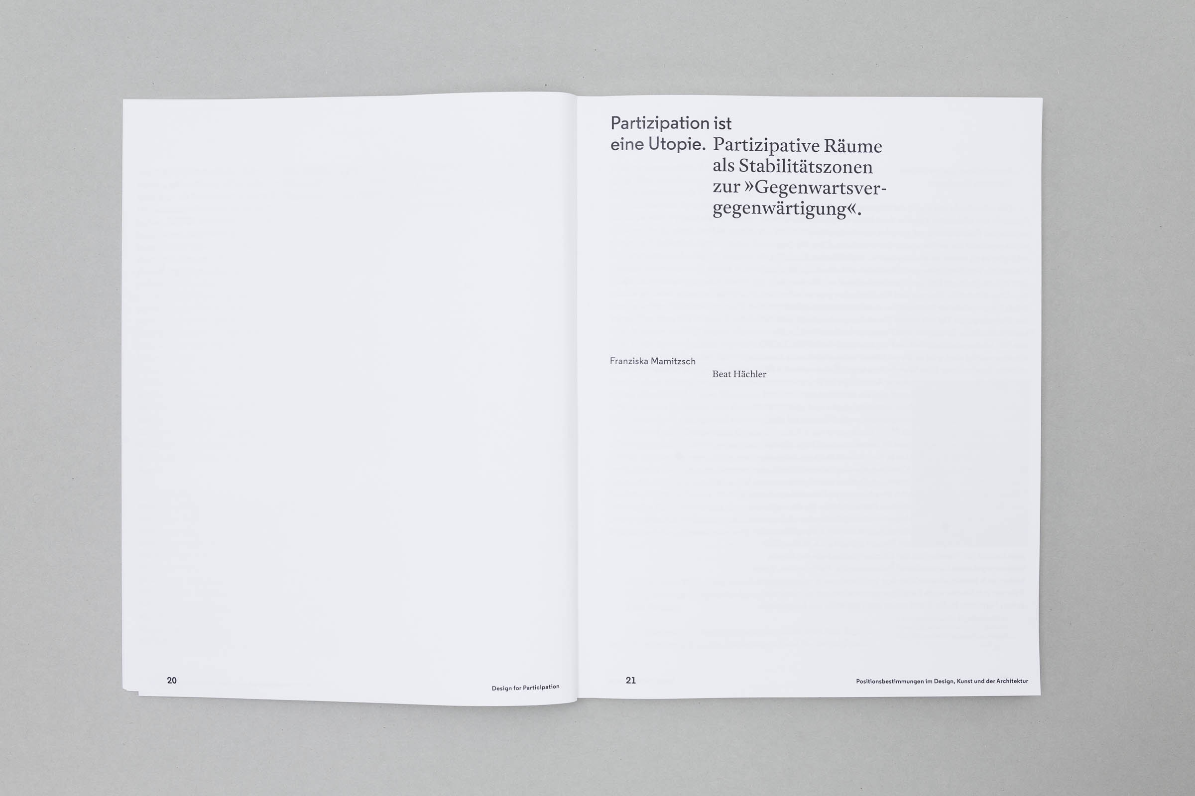 Design for Participation Buchgestaltung Doppelseite Kapitelstartseite © Christian Weber – Büro für Gestaltung und Kommunikation